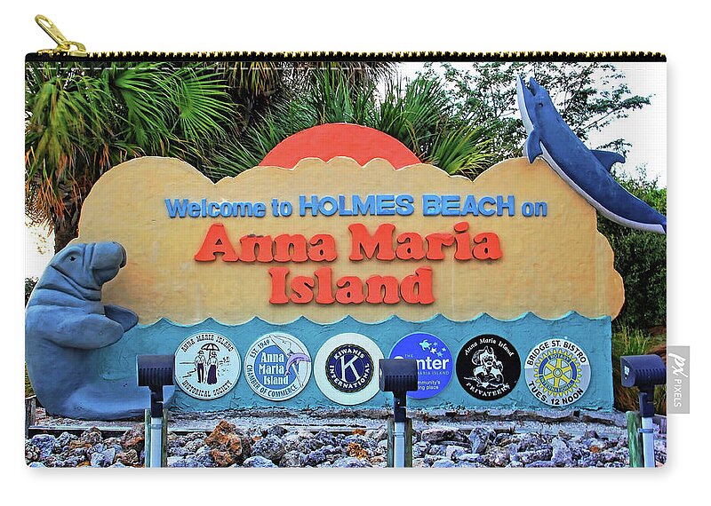 Sign Zip Pouch featuring the photograph Welcome To Anna Maria Island by HH Photography of Florida