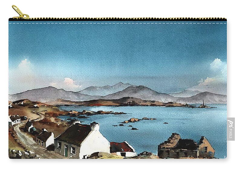 Inish Boffin Zip Pouch featuring the painting West end, Inisbofin, Galway by Val Byrne