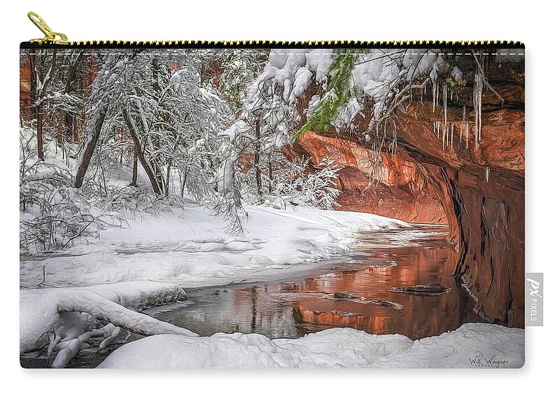 Sedona Zip Pouch featuring the photograph West Fork in Winter by Will Wagner