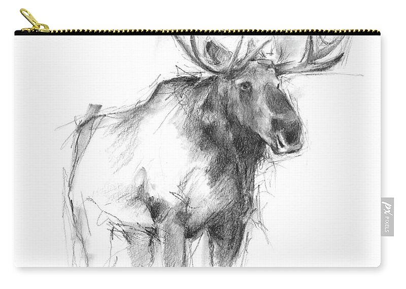 Western+moose Zip Pouch featuring the painting Western Animal Sketch Iv by Ethan Harper