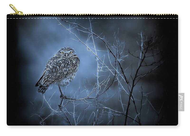 Animals Zip Pouch featuring the photograph Western Owl Gloom by Rikk Flohr