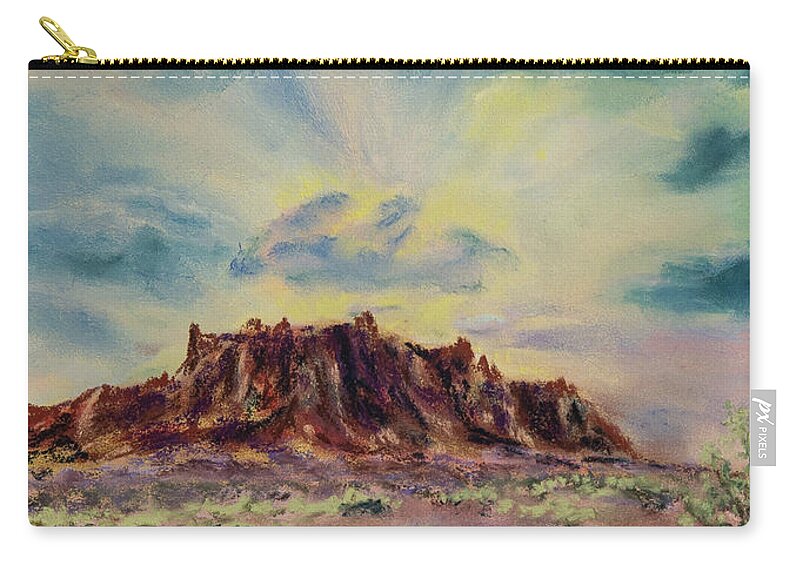 Sunrise Zip Pouch featuring the pastel Western Sunrise by Jan Chesler