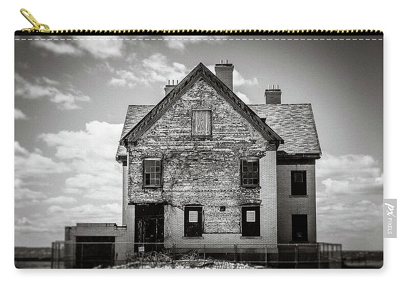 Black And White Zip Pouch featuring the photograph What Remains by Steve Stanger