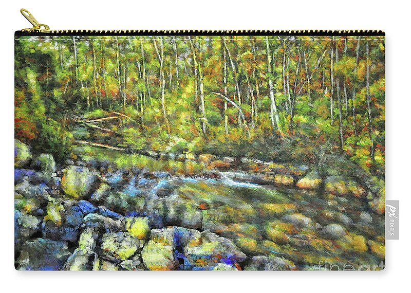 River Zip Pouch featuring the painting When Colors and Shapes Interwind by Eileen Fong