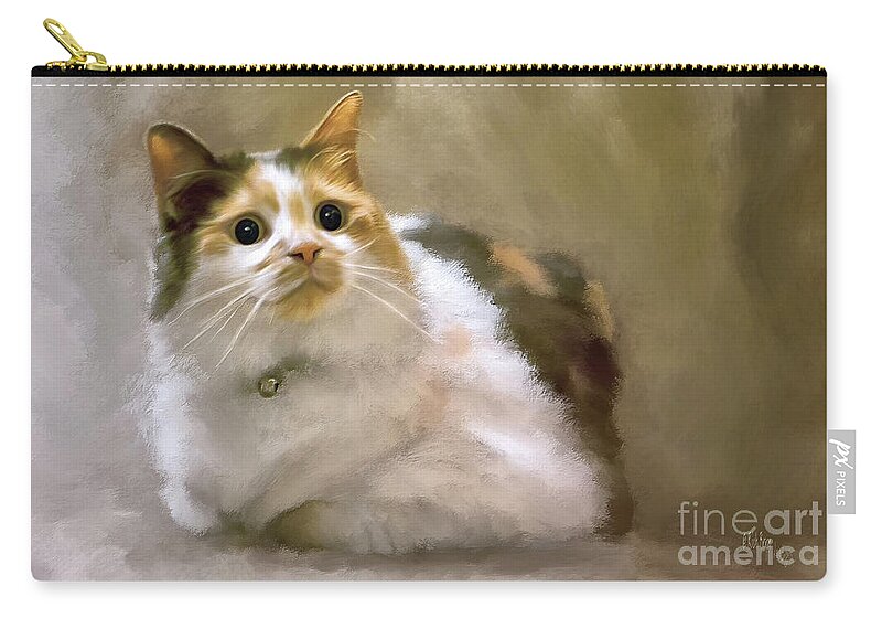 Cat Zip Pouch featuring the digital art When Kitty Wants To Play by Lois Bryan