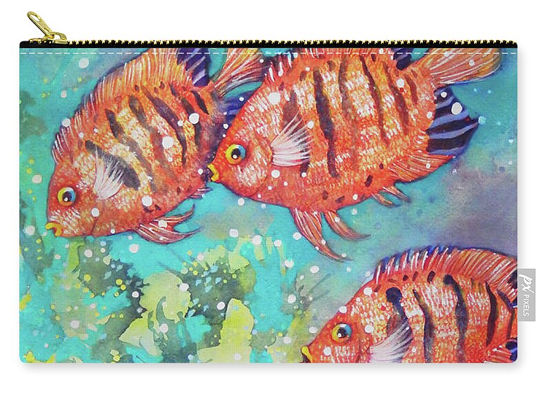 Top Artist Zip Pouch featuring the painting Where Are We Going by Sharon Nelson-Bianco