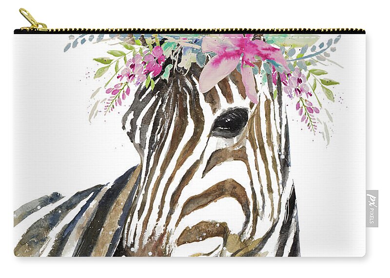 Whimsical Carry-all Pouch featuring the painting Whimsical Water Zebra by Patricia Pinto