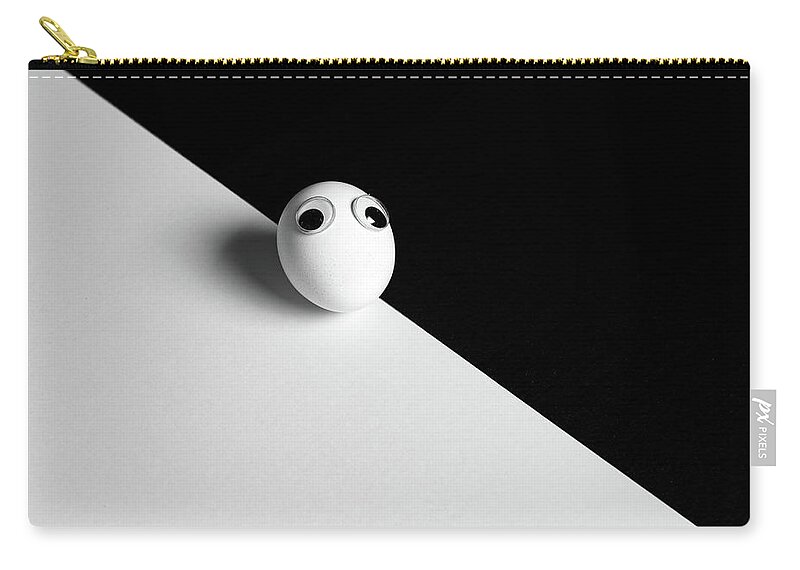 Restaurant Zip Pouch featuring the photograph White fresh egg with small cute eyes by Michalakis Ppalis