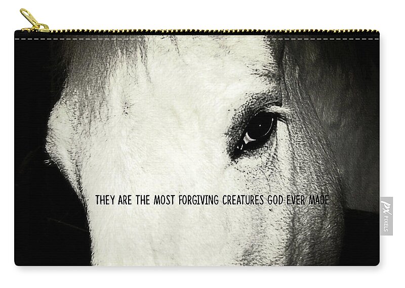 Are Zip Pouch featuring the photograph WHITE GREY quote by Dressage Design