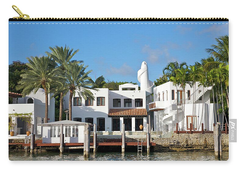 Clear Sky Zip Pouch featuring the photograph White Mansion With Spiral Chimney Near by Barry Winiker