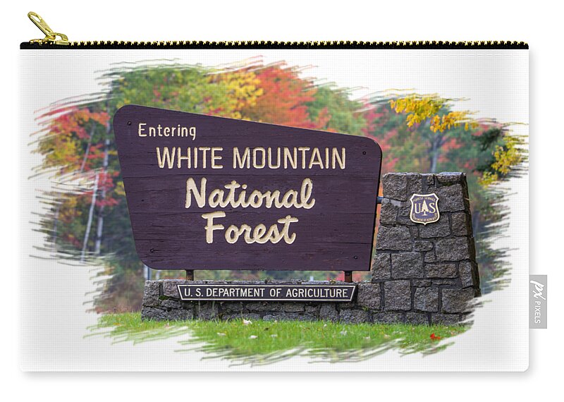 White Zip Pouch featuring the photograph White Mountain National Forest Cutout by White Mountain Images