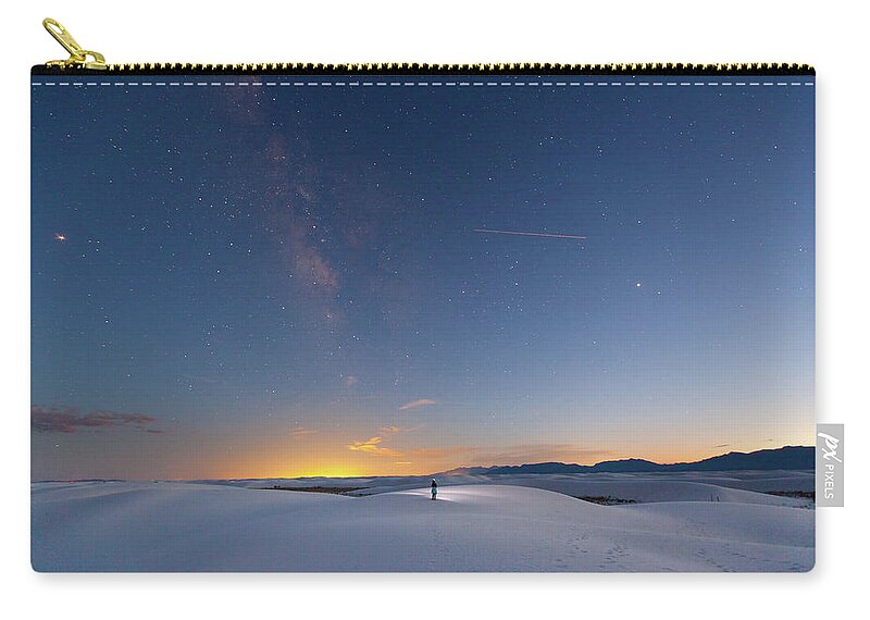 White Sands Zip Pouch featuring the photograph White Sands Blue Hour by Alan Vance Ley
