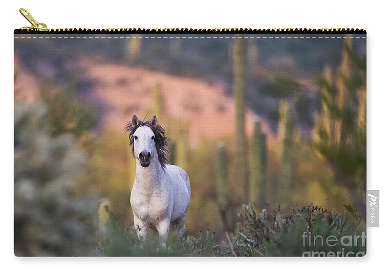 Stallion Carry-all Pouch featuring the photograph White Stallion by Shannon Hastings