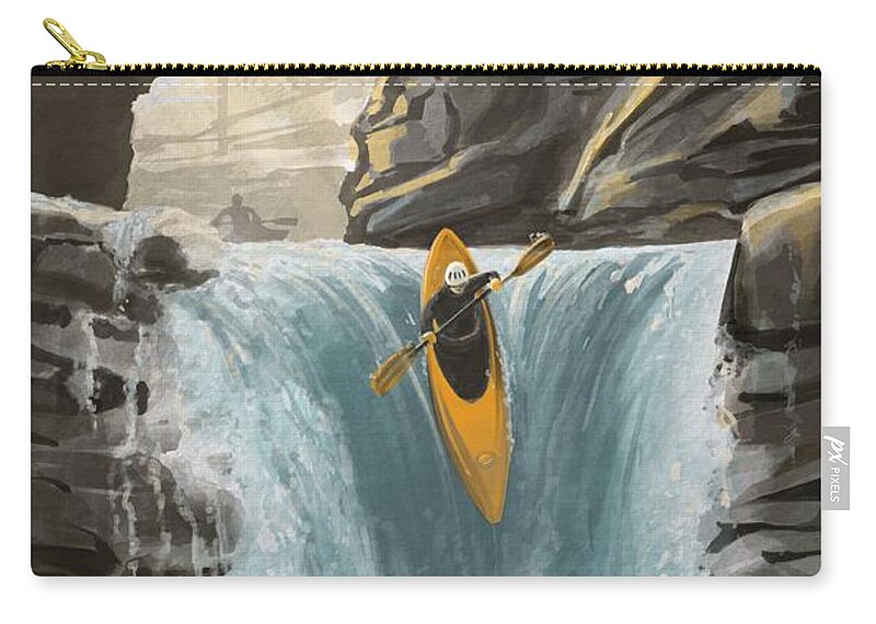 Kayak Carry-all Pouch featuring the painting White water kayaking by Sassan Filsoof