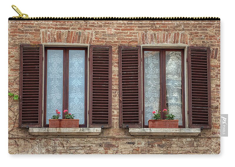 Tuscany Zip Pouch featuring the photograph Window Flowers of Tuscany by David Letts