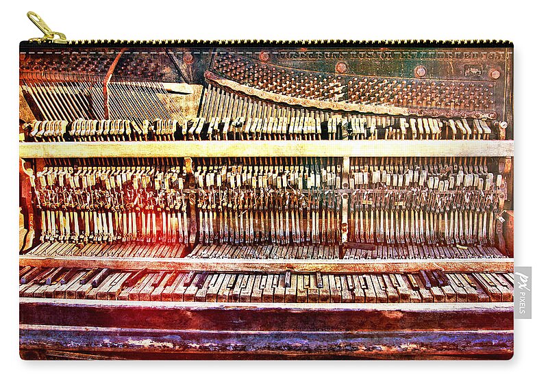 Wild West Zip Pouch featuring the digital art Wild West Piano Relic by Tatiana Travelways