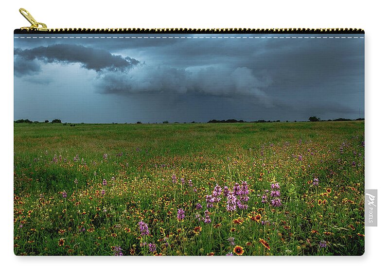 Texas Wildflowers Zip Pouch featuring the photograph Wildflower Storm by Johnny Boyd
