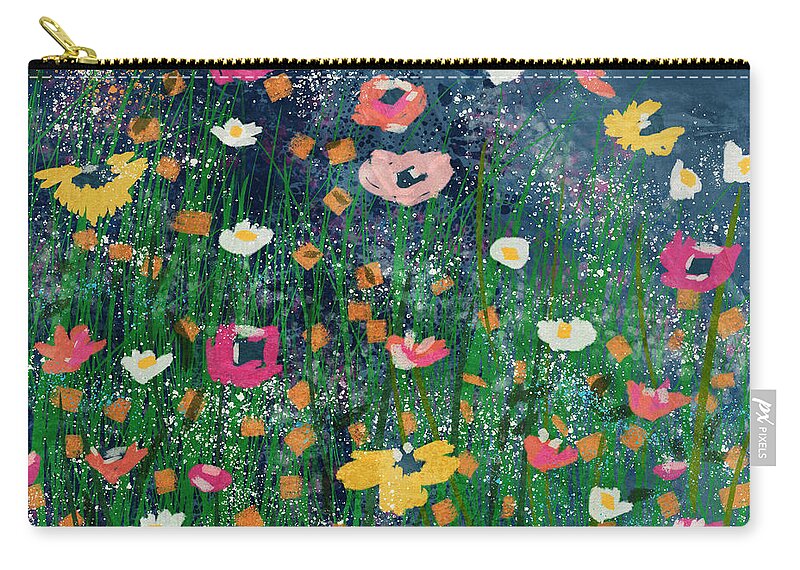 Flowers Zip Pouch featuring the mixed media Wildflowers 2- Art by Linda Woods by Linda Woods