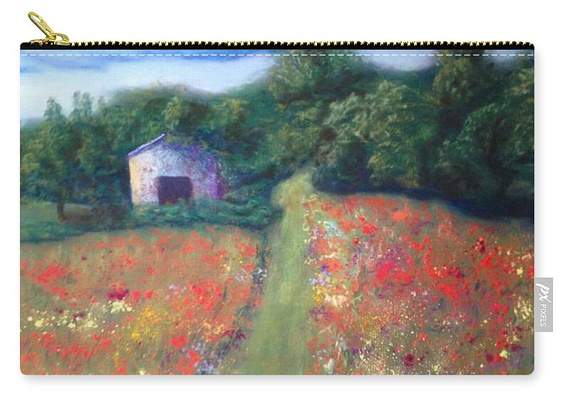 Landscape Zip Pouch featuring the pastel Wildflowers by Jan Chesler