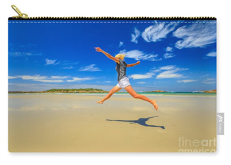 Western Australia Zip Pouch featuring the photograph William Bay NP jumping by Benny Marty