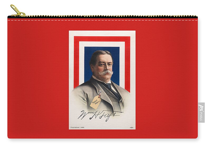 President Taft Zip Pouch featuring the painting William Howard Taft - Good Times - 1908 by War Is Hell Store
