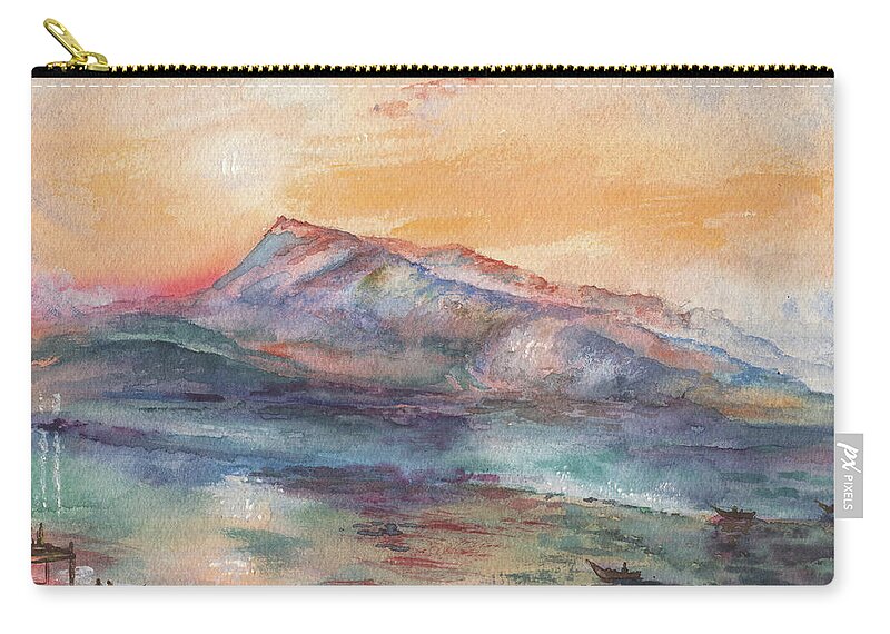 Mountain Zip Pouch featuring the painting William Turner Mount Rigi Watercolor Study by Irina Sztukowski