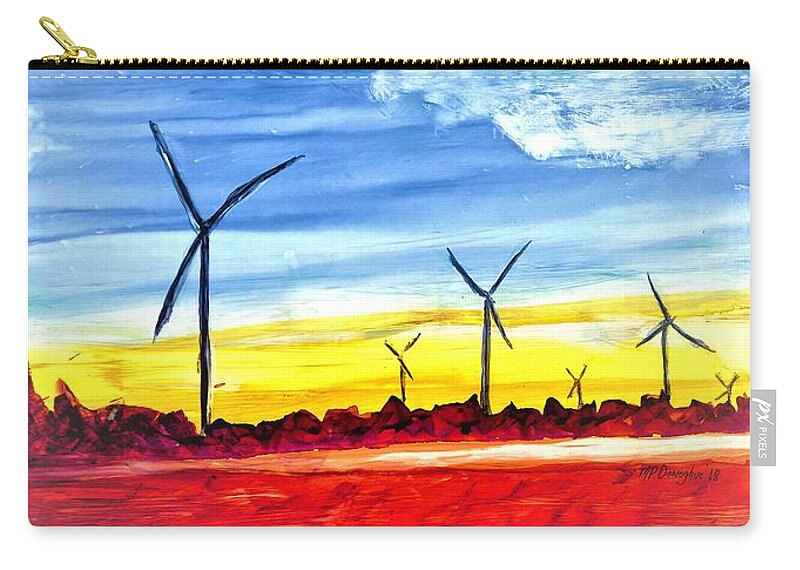 Energy Zip Pouch featuring the painting Wind Farm by Patty Donoghue