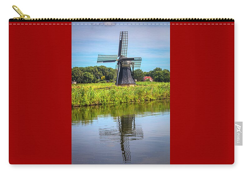 Barns Zip Pouch featuring the photograph Windmill in the Morning by Debra and Dave Vanderlaan