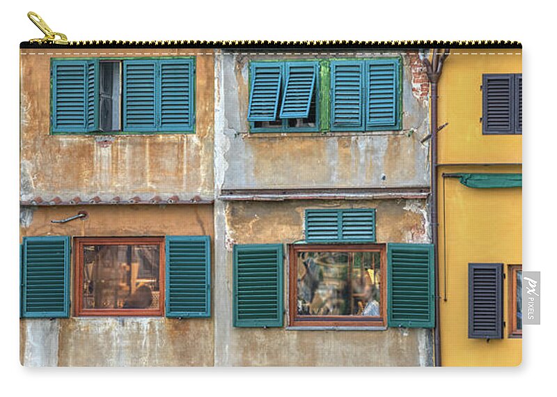 Bridge Zip Pouch featuring the photograph Windows of Ponte Vecchio by David Letts