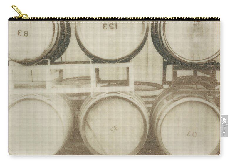 Kenwood Zip Pouch featuring the photograph Wine Barrels by Laura A. Watt