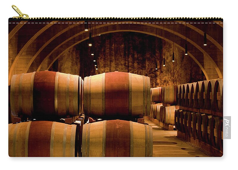 Aging Process Zip Pouch featuring the photograph Wine Cellar by Dorin s