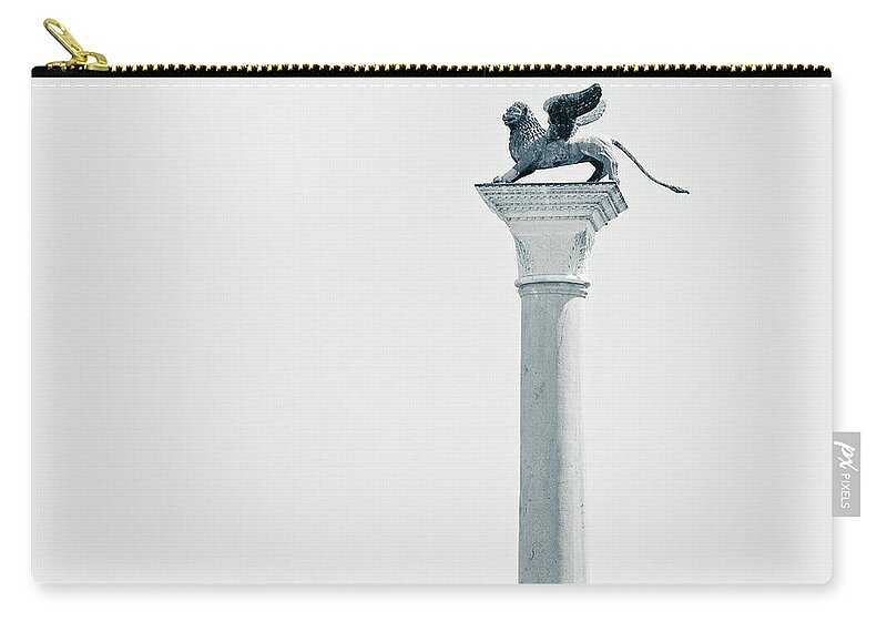 Statue Zip Pouch featuring the photograph Winged Lion Column by Nico De Pasquale Photography