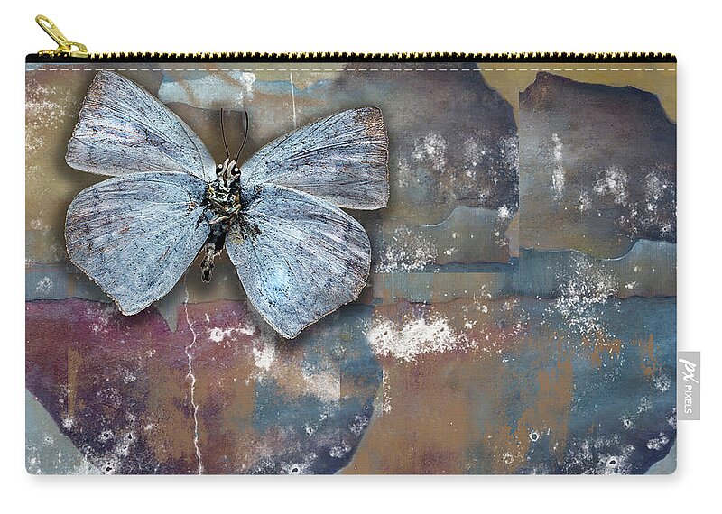Butterfly Zip Pouch featuring the photograph Wings Against A Wall by Robert Michaels