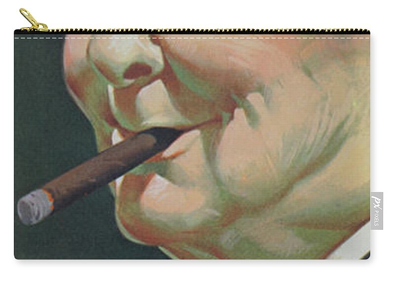 Winston Zip Pouch featuring the painting Winston Churchill with a cigar by Angus McBride