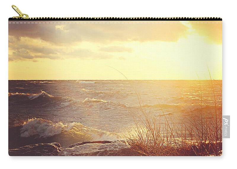 Scenics Zip Pouch featuring the photograph Winter At Lake Ontario by Anydirectflight