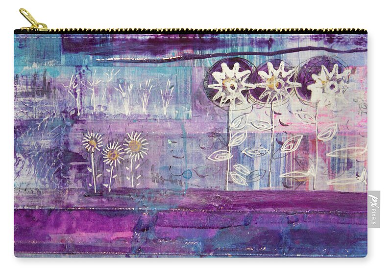 Snow Zip Pouch featuring the mixed media Winter Blues 2 by Julia Malakoff