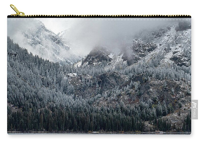 Evergreen Zip Pouch featuring the photograph Winter in the Tetons by Arthur Oleary