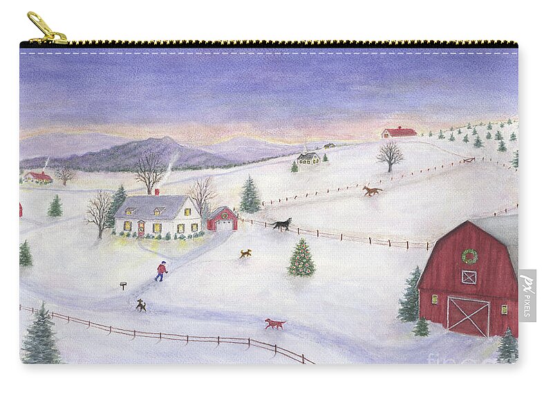 Snow Zip Pouch featuring the painting Winter Outing by Judith Monette