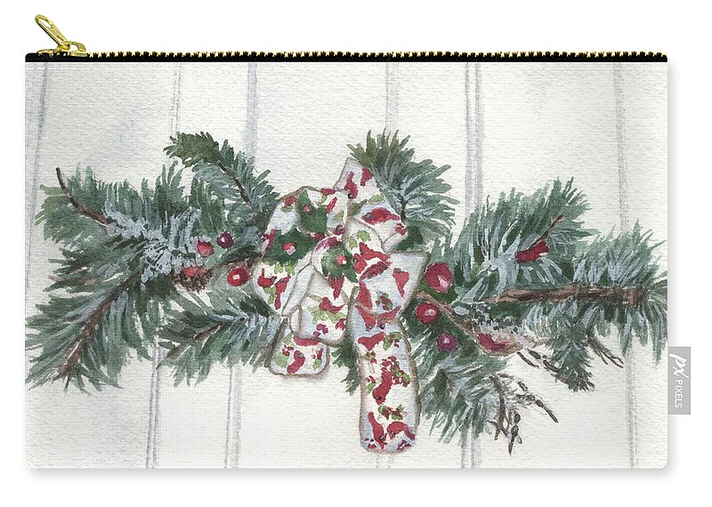 Holiday Zip Pouch featuring the painting Winter Spray by Lynne Reichhart