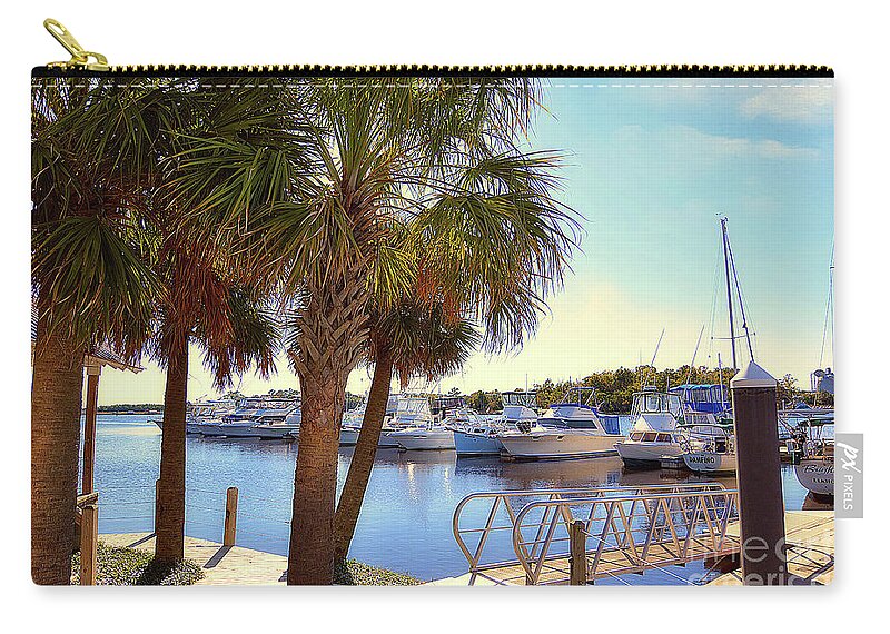 Nautical Zip Pouch featuring the photograph Winyah Bay Marina by Kathy Baccari