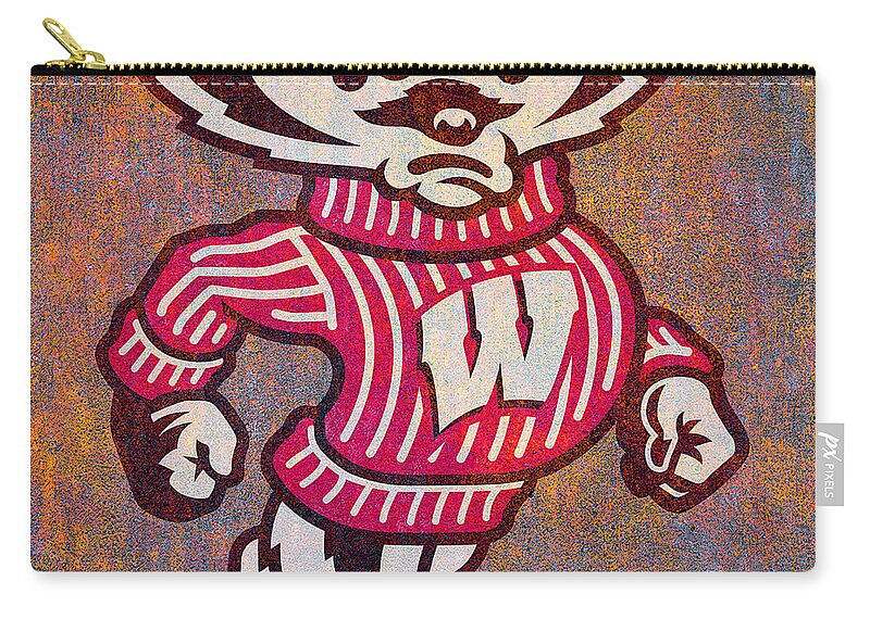 Wisconsin Zip Pouch featuring the digital art Wisconsin Badgers by Steven Parker