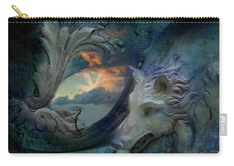 Evie Zip Pouch featuring the photograph Wolf at the Window by Evie Carrier