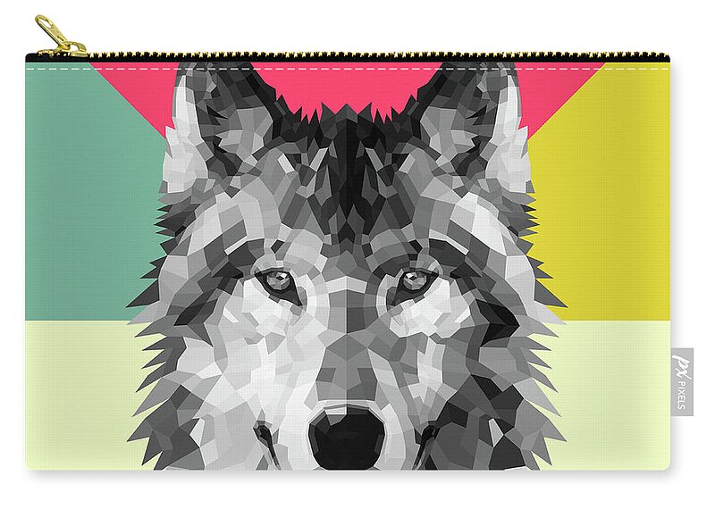 Wolf Zip Pouch featuring the digital art Wolf by Naxart Studio