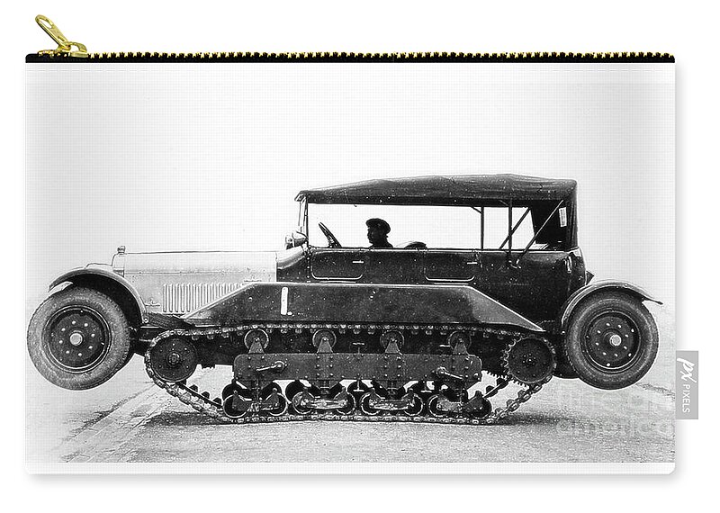Vehicle Zip Pouch featuring the photograph Wolseley Vickers Wheel Cum Track Car - 1927 by Doc Braham