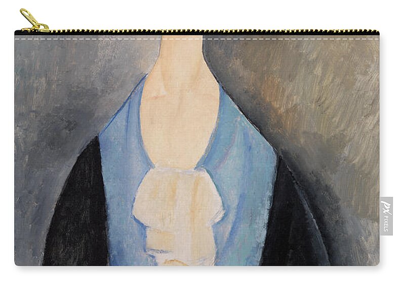 Woman In Blue Zip Pouch featuring the painting Woman in Blue by Amedeo Modigliani