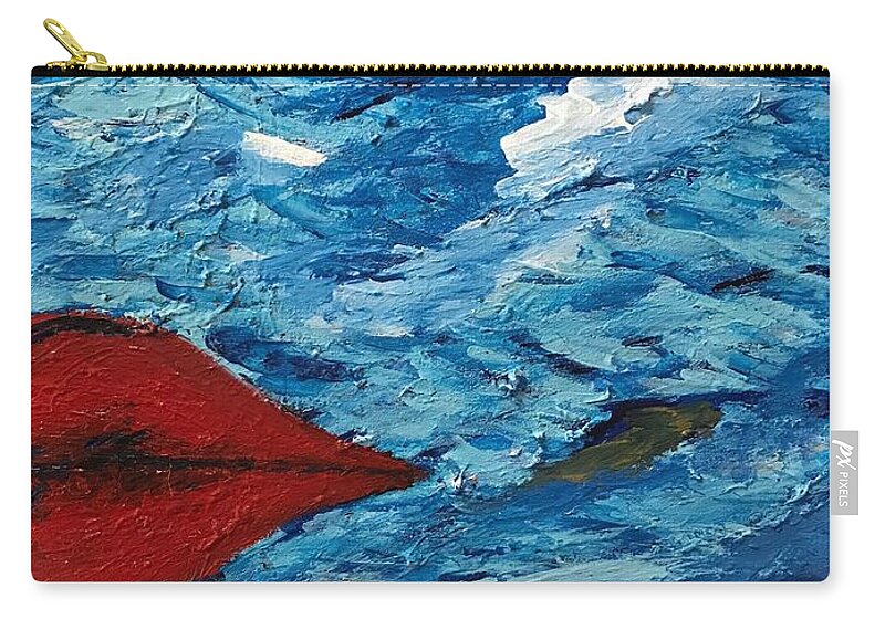 Women Lips Water Hand Freedom Carry-all Pouch featuring the painting Women Voice by Medge Jaspan
