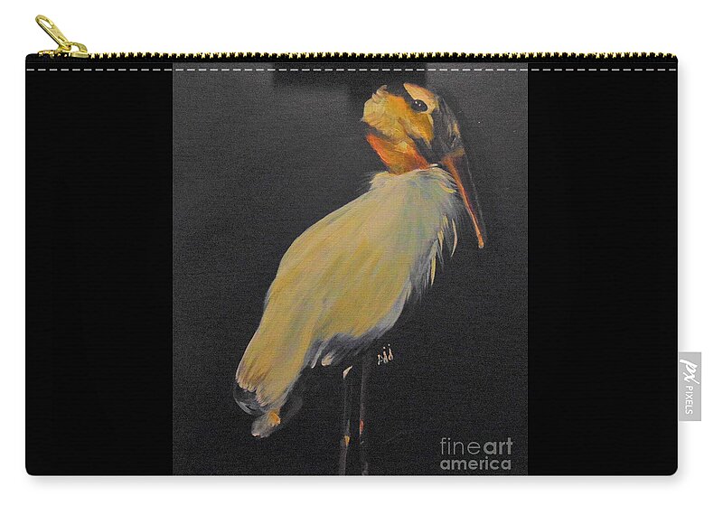 Bird Zip Pouch featuring the painting Wood Stork by Saundra Johnson