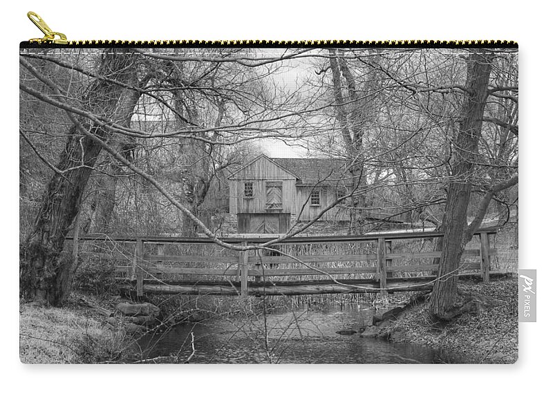 Waterloo Village Carry-all Pouch featuring the photograph Wooden Bridge Over Stream - Waterloo Village by Christopher Lotito