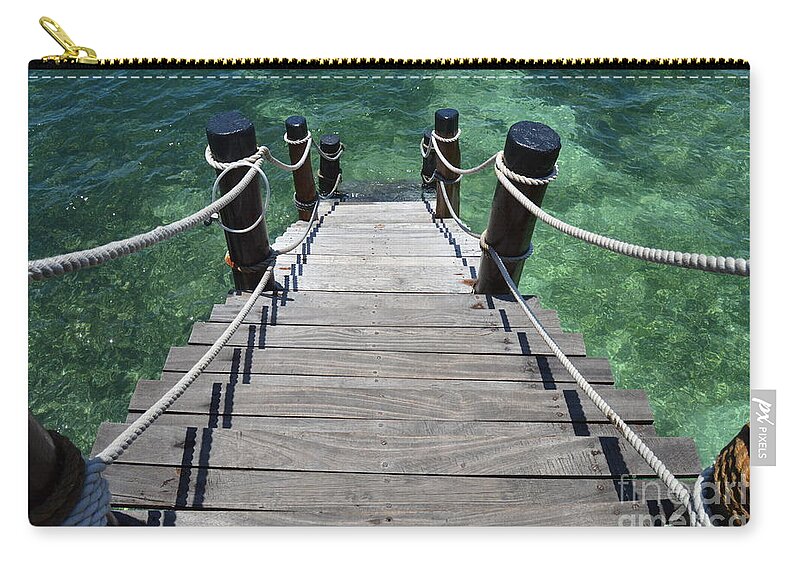 Stairs Carry-all Pouch featuring the photograph Wooden Stairs by Thomas Schroeder