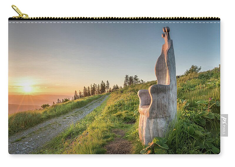 Tranquility Zip Pouch featuring the photograph Wooden Throne In Morning Light by Www.andreasneuburger.com Photography